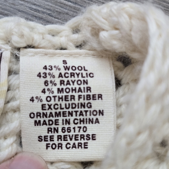 Guinevere By Anthro Open Knit Shirt Cardigan Wool Mohair Blend Size Small - Picture 7 of 11